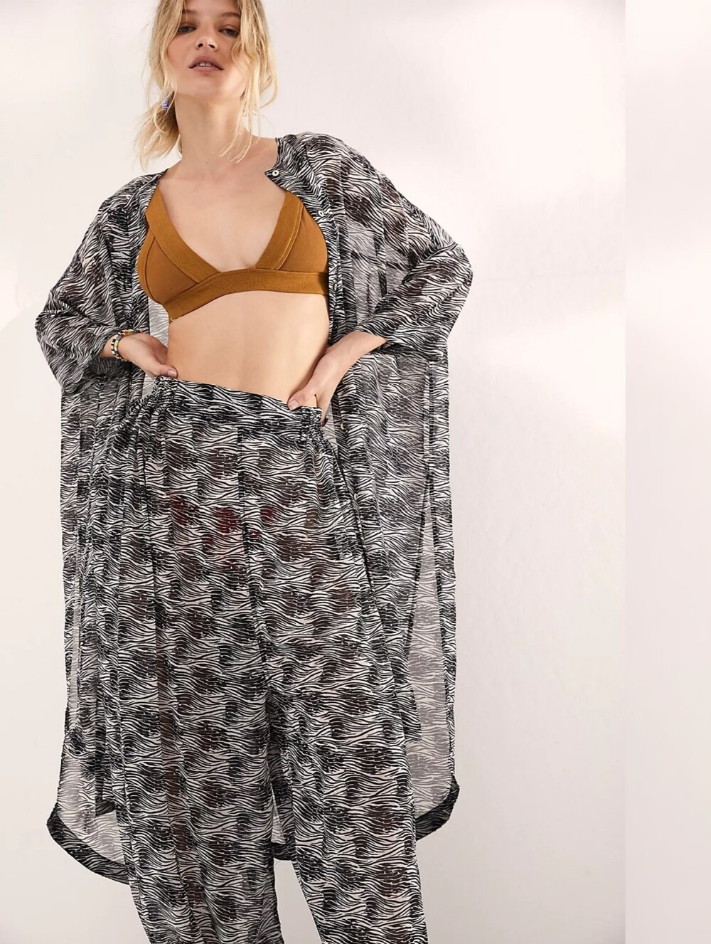 Free People FP Intimately More Chill Sleep Set Zebra Combo Women's Size Large